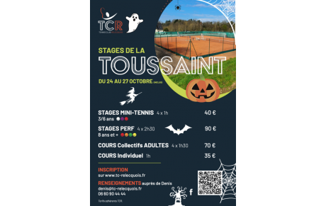 STAGES VACANCES DE TOUSSAINT 2022