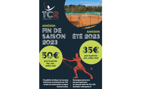 ADHÉSION FIN DE SAISON TCR / ÉTÉ 2023